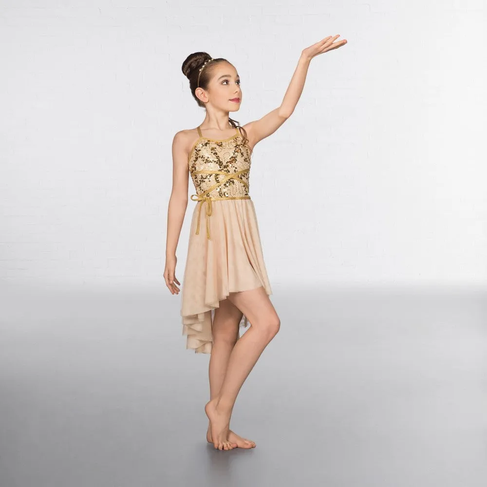 1st Position Gold Wrap Around Sequin Dipped Hem Lyrical Dress