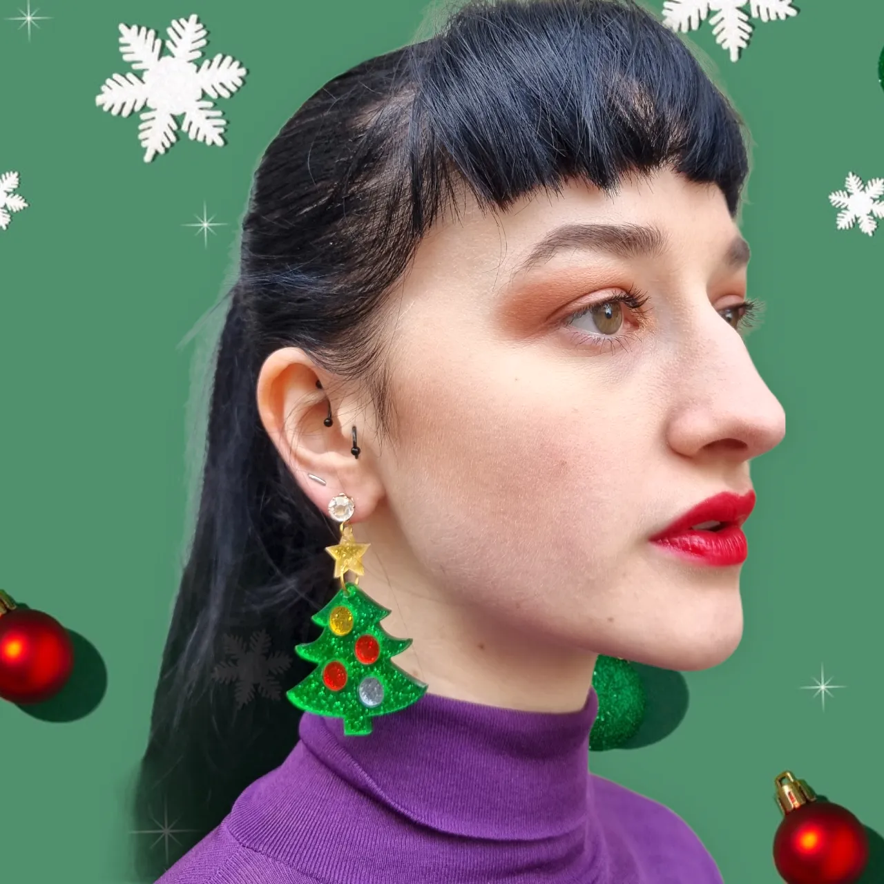 Acrylic Christmas Tree Earrings