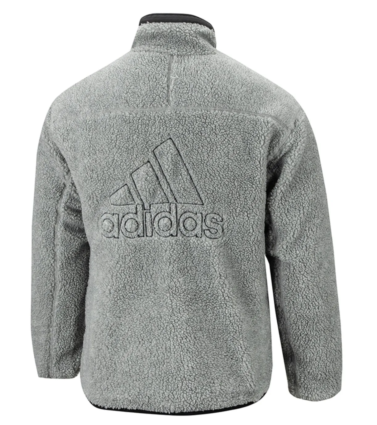 Adidas Men's Sherpa Lined Reversible Medium Gray Heather Light Jacket GF0051