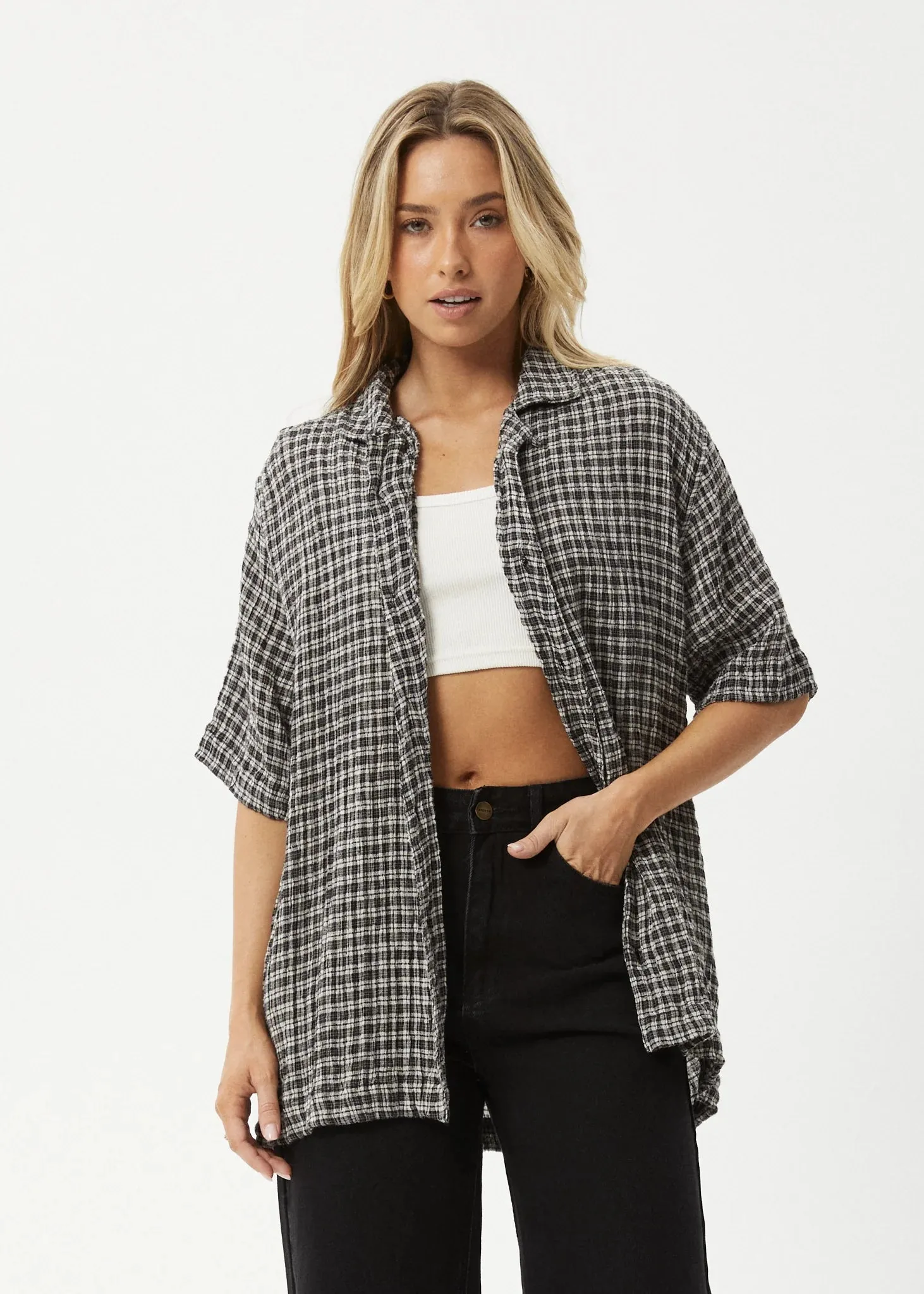 ASTA SEERCUCKER CUBAN SHIRT | STEEL CHECK