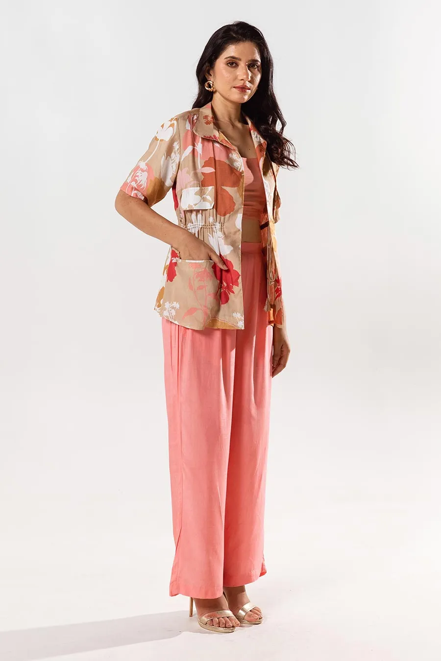 Beige & Pink Printed Co-ord Set