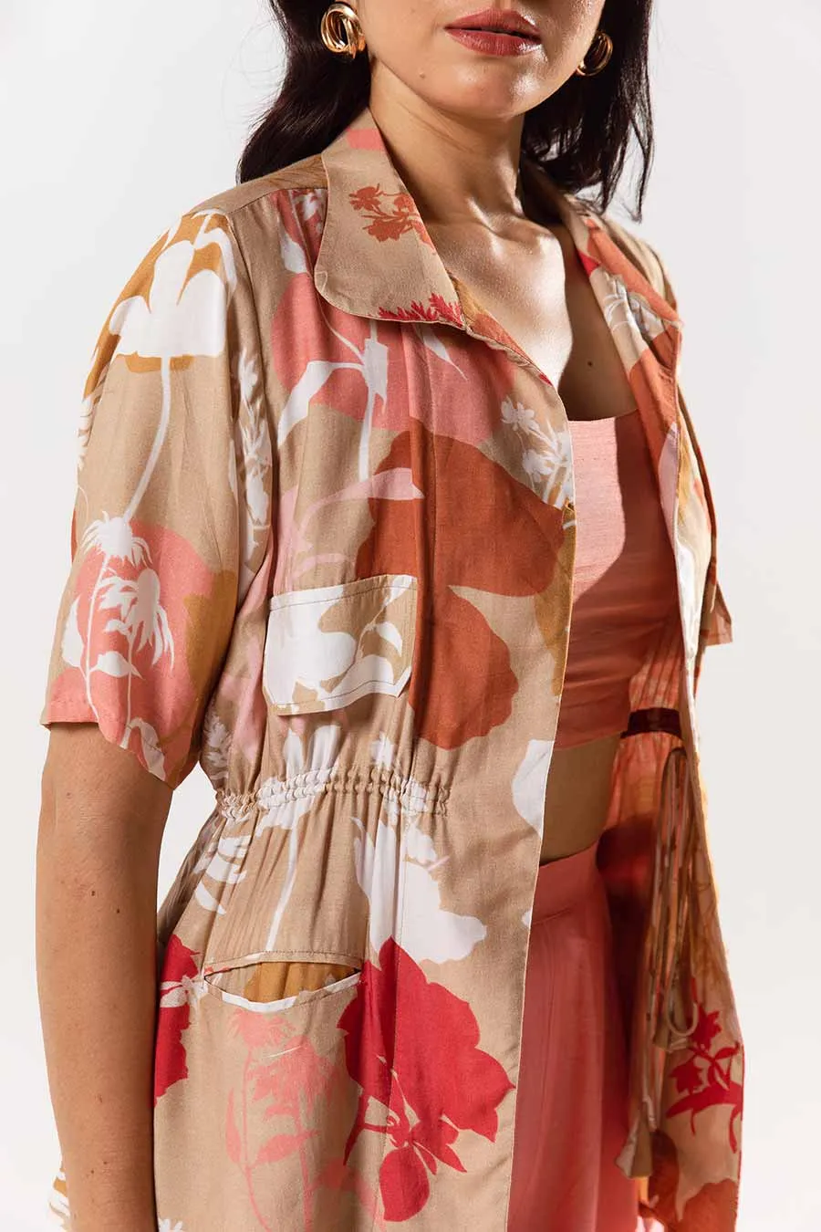 Beige & Pink Printed Co-ord Set