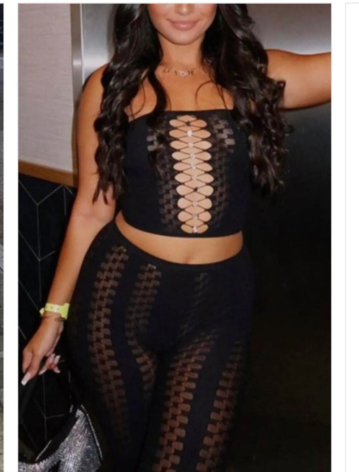 Black mesh pants set