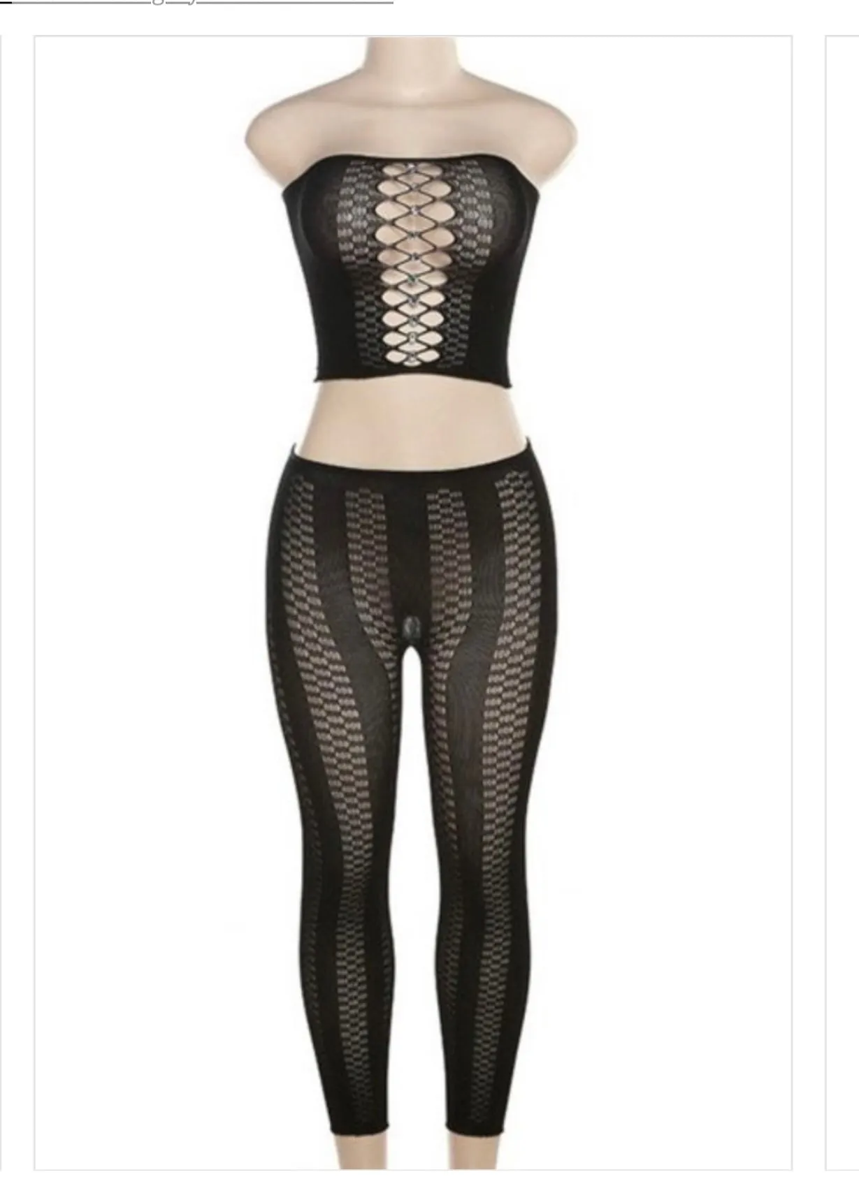 Black mesh pants set