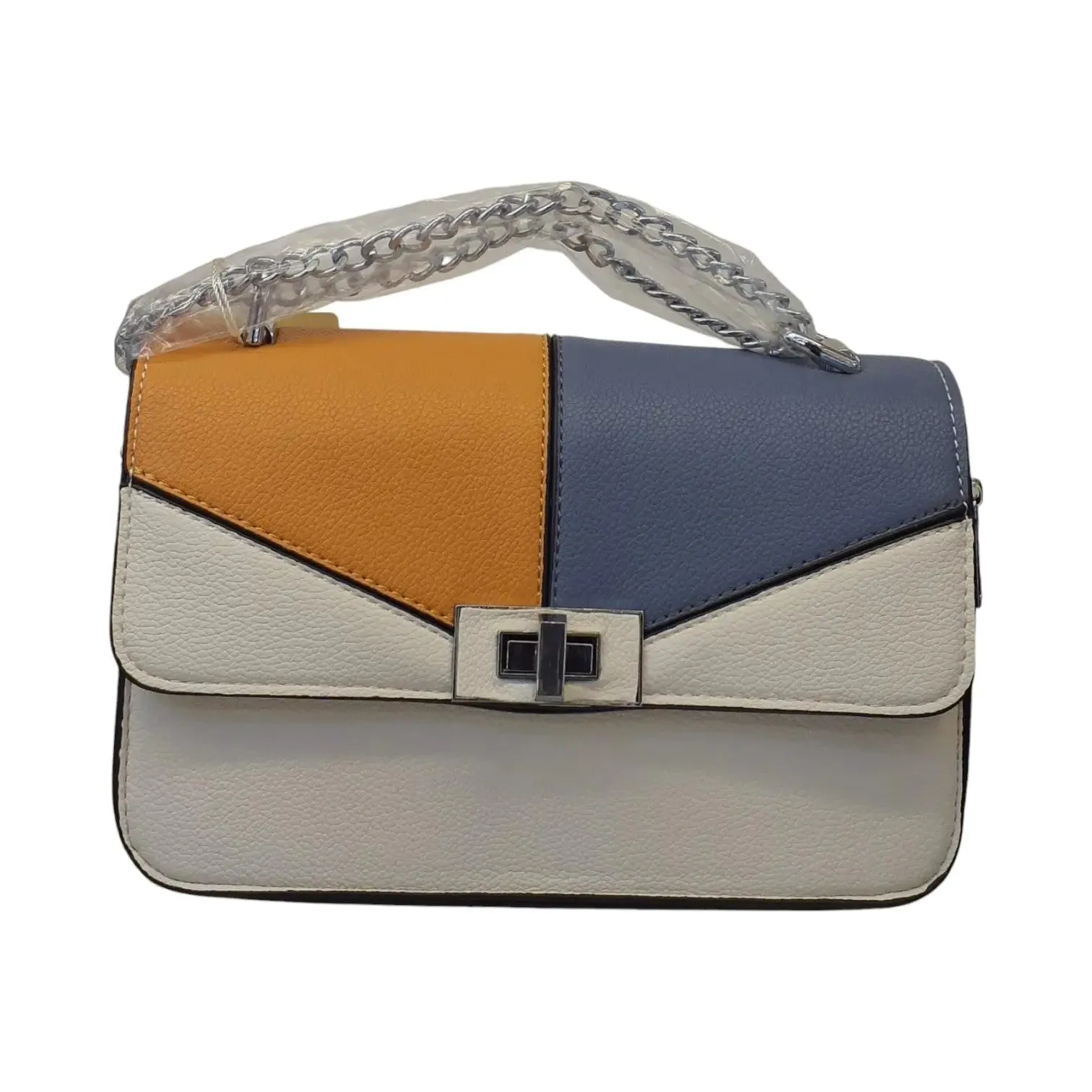 Block Shoulder Bag with Stylish Chain Handle