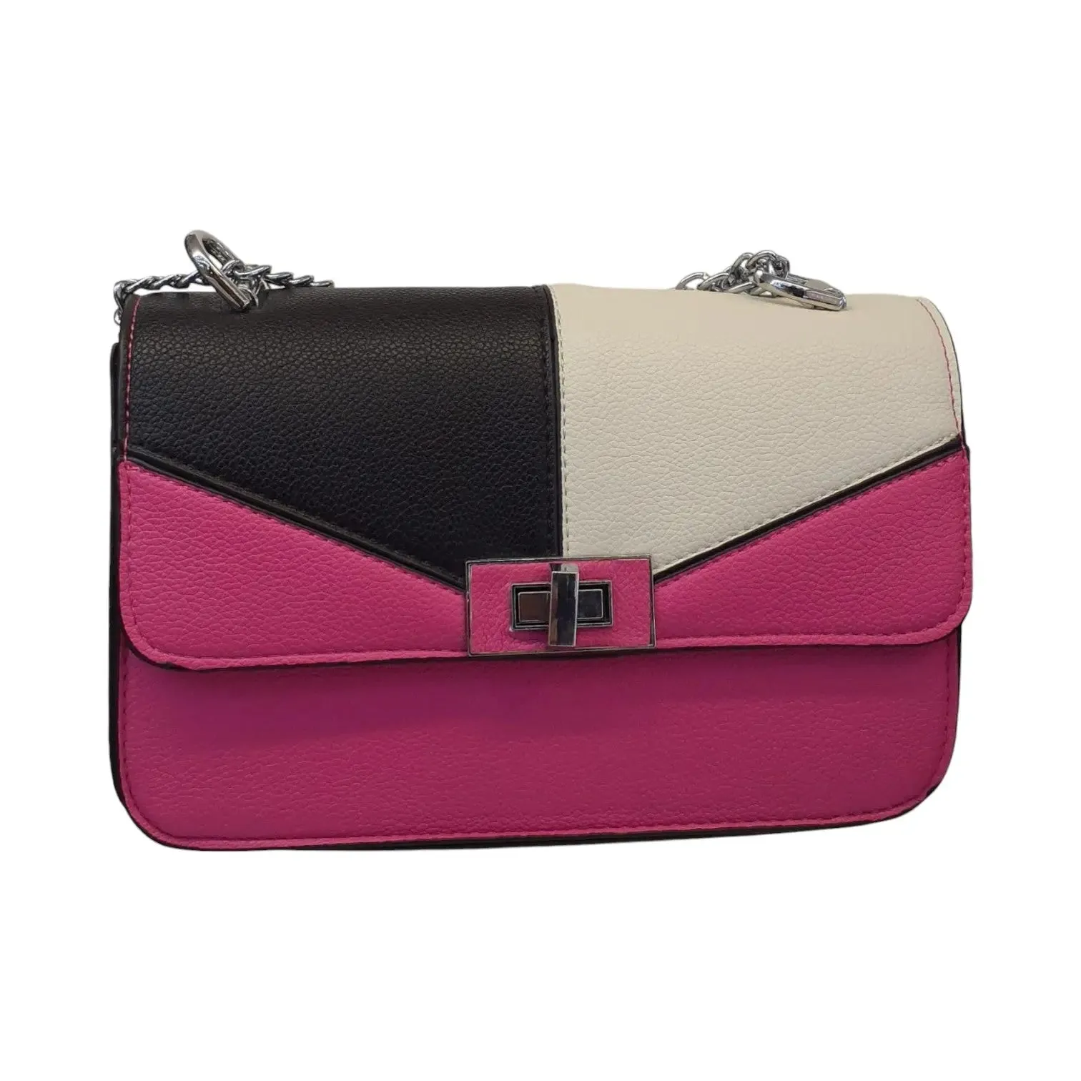 Block Shoulder Bag with Stylish Chain Handle