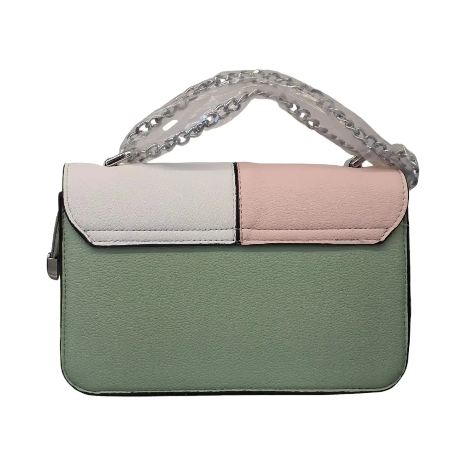 Block Shoulder Bag with Stylish Chain Handle