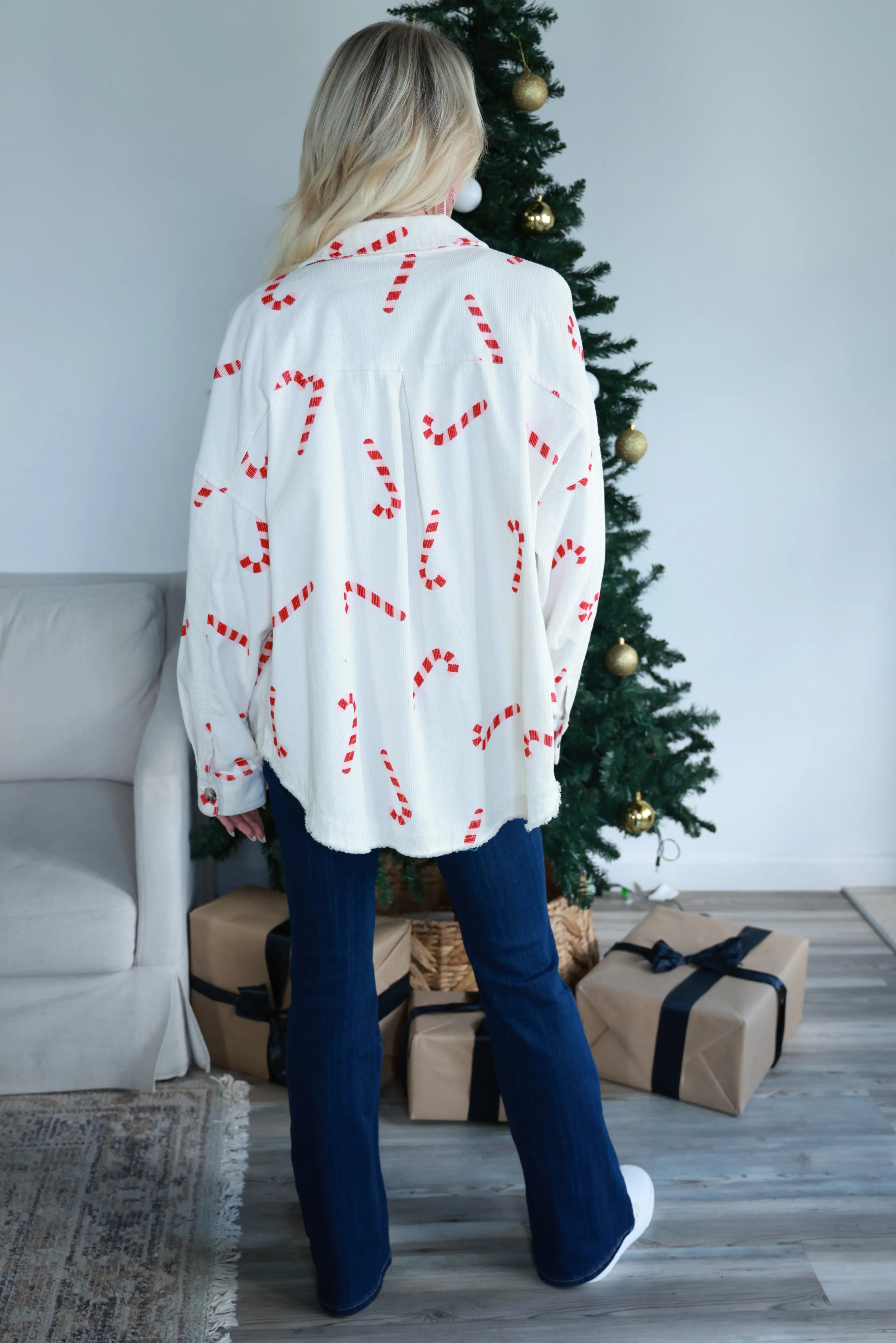 Candy Cane Corduroy Shacket