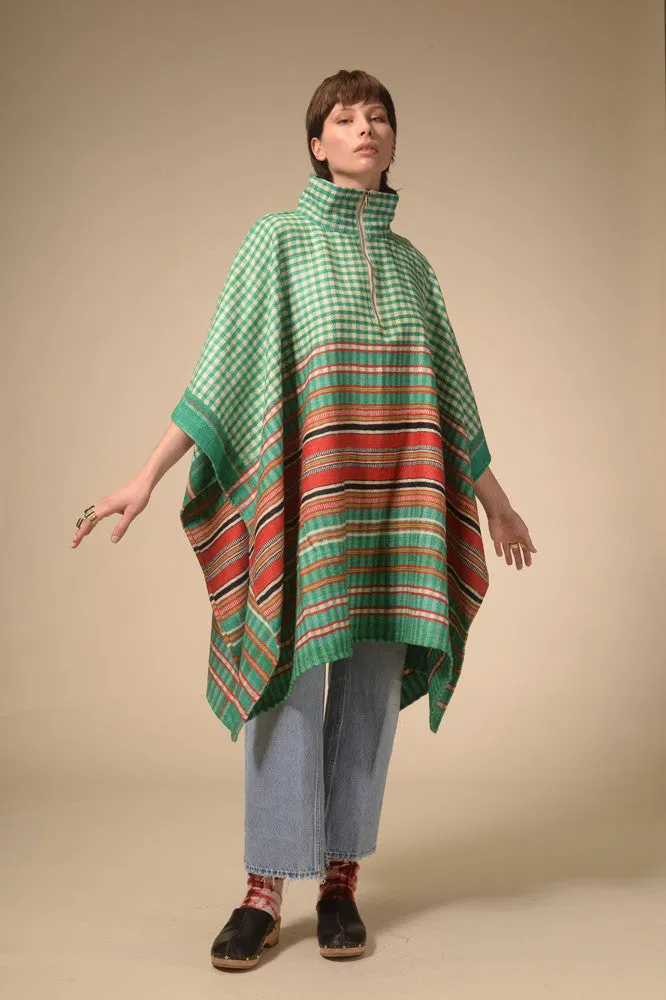 Cape zippée tartan vert Green Pattu