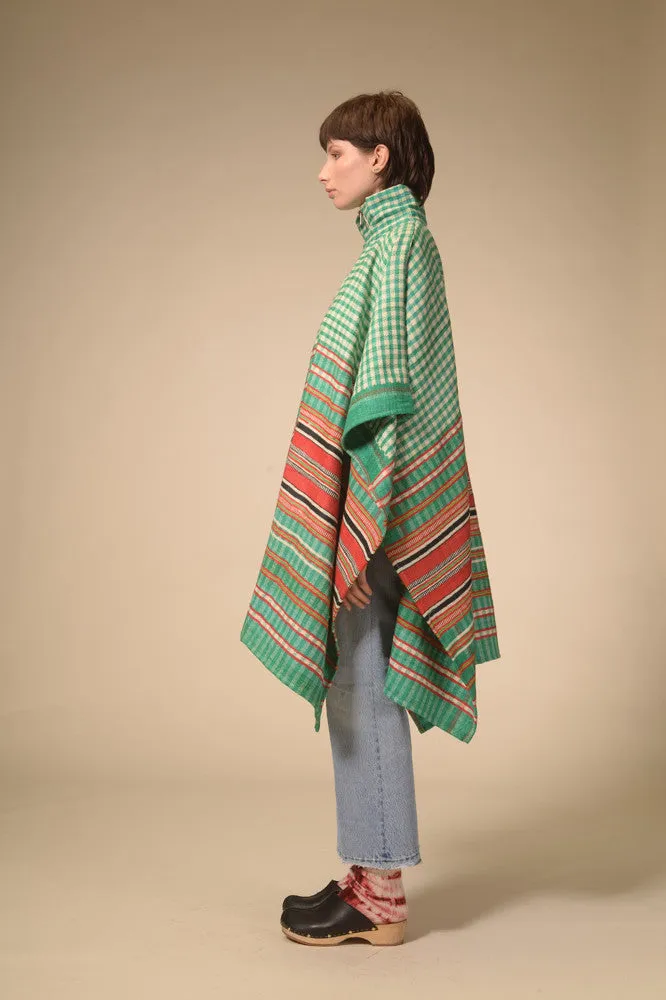 Cape zippée tartan vert Green Pattu