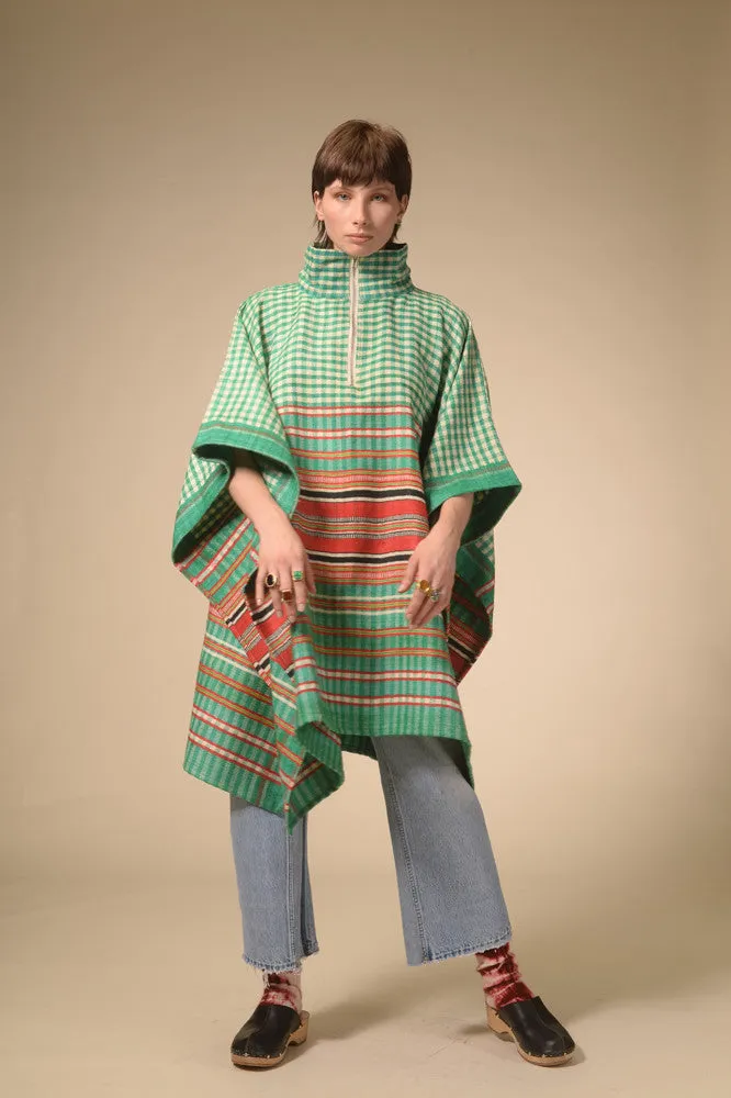 Cape zippée tartan vert Green Pattu