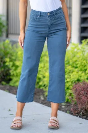 Chloe High Rise Tummy Control Top Cropped Straight Blue Slate Plus & Regular Sizes