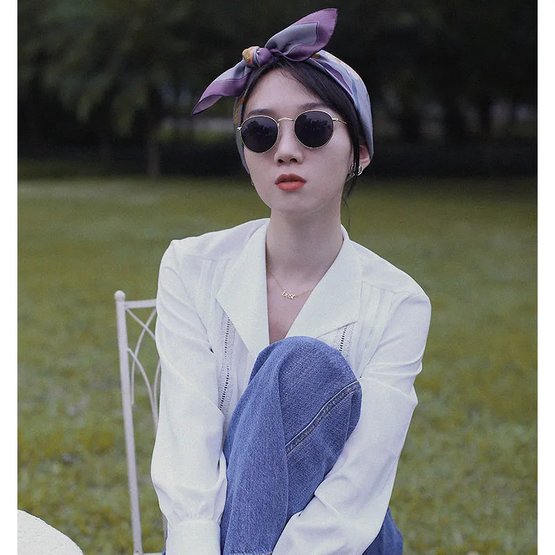 Chowxiaodou 16 Momme Iris Silk Twill Small Square Scarf 65*65