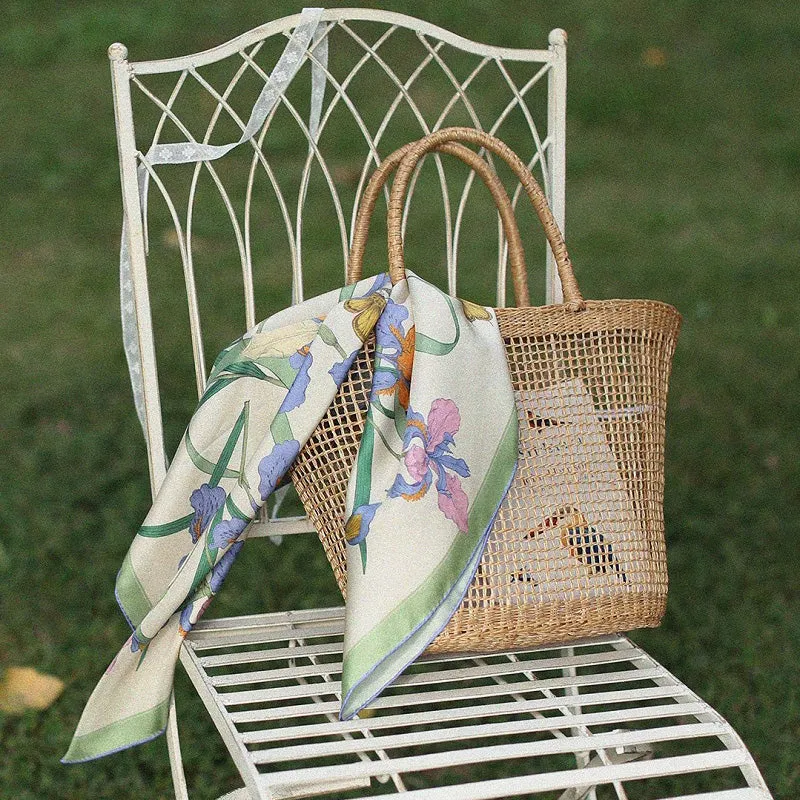Chowxiaodou 16 Momme Iris Silk Twill Small Square Scarf 65*65