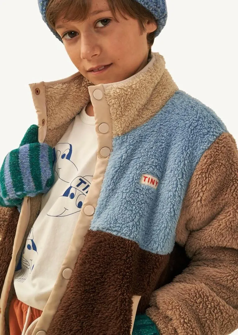 Color Block Polar Sherpa Jacket - Chocolate / Grey