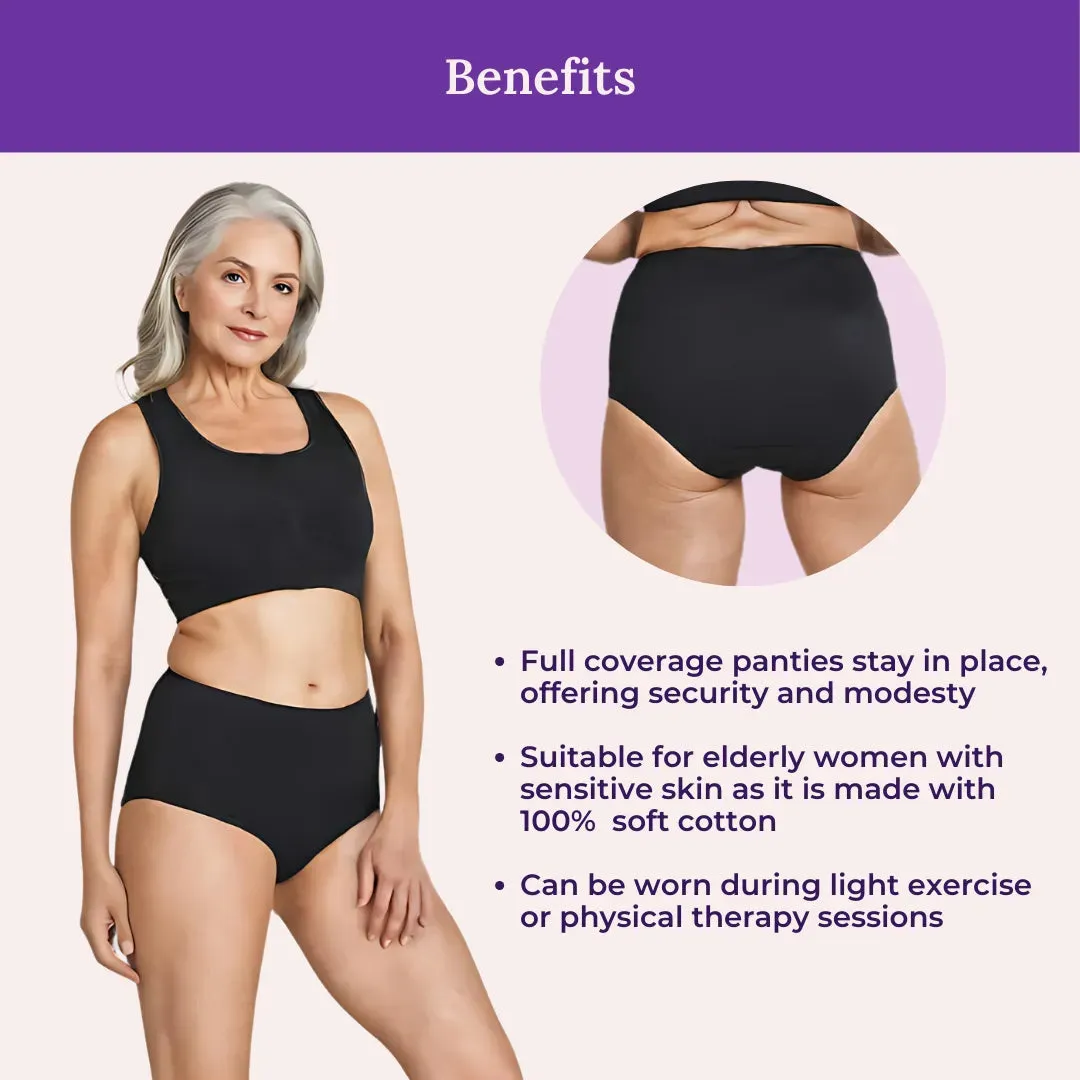 Cotton Panties For Elderly Women | High Waist | Brief Cut | Full Hip & Back Coverage | Offers Belly & Back Support | Flattens Belly & Covers Muffin Top | Friction & Rash Free
