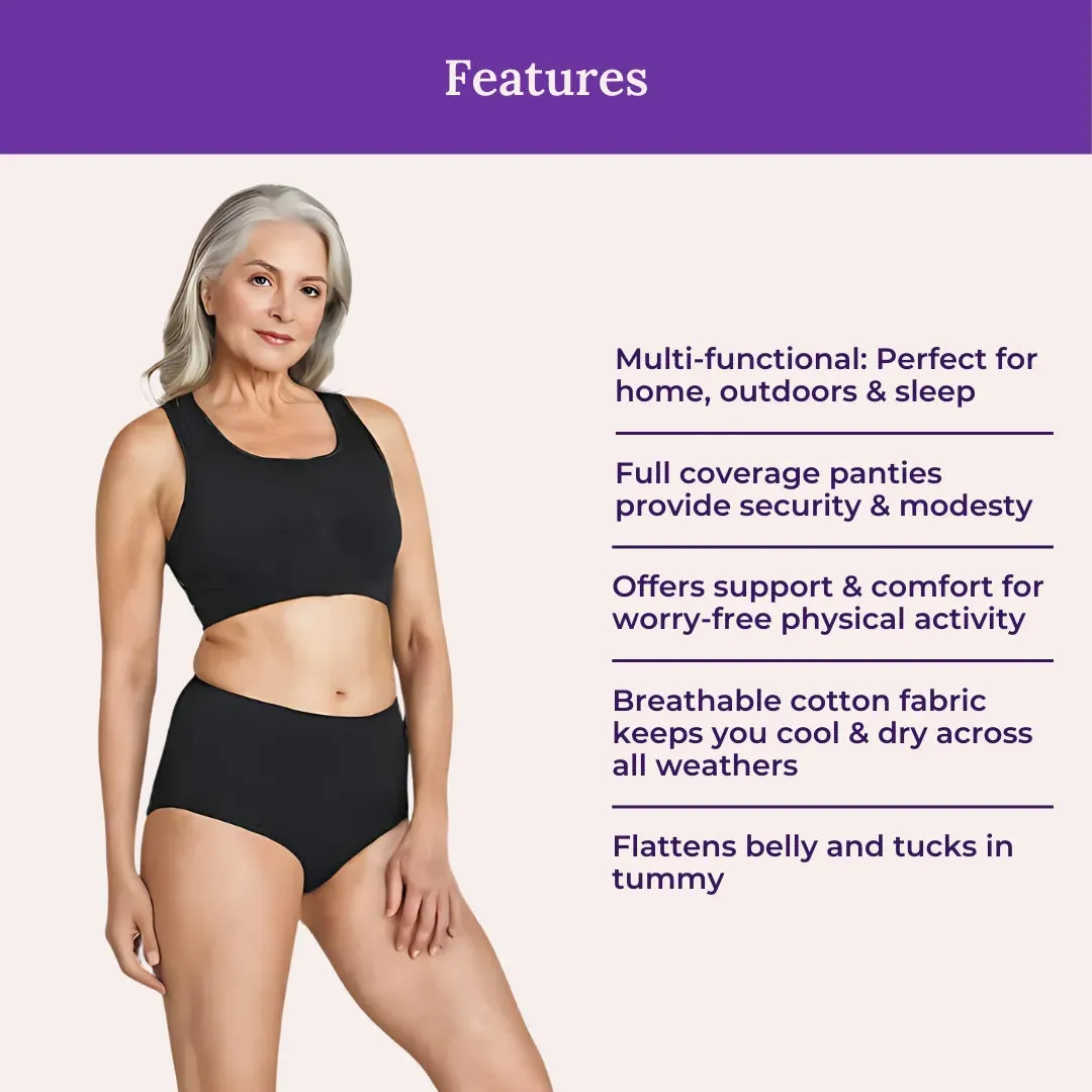 Cotton Panties For Elderly Women | High Waist | Brief Cut | Full Hip & Back Coverage | Offers Belly & Back Support | Flattens Belly & Covers Muffin Top | Friction & Rash Free