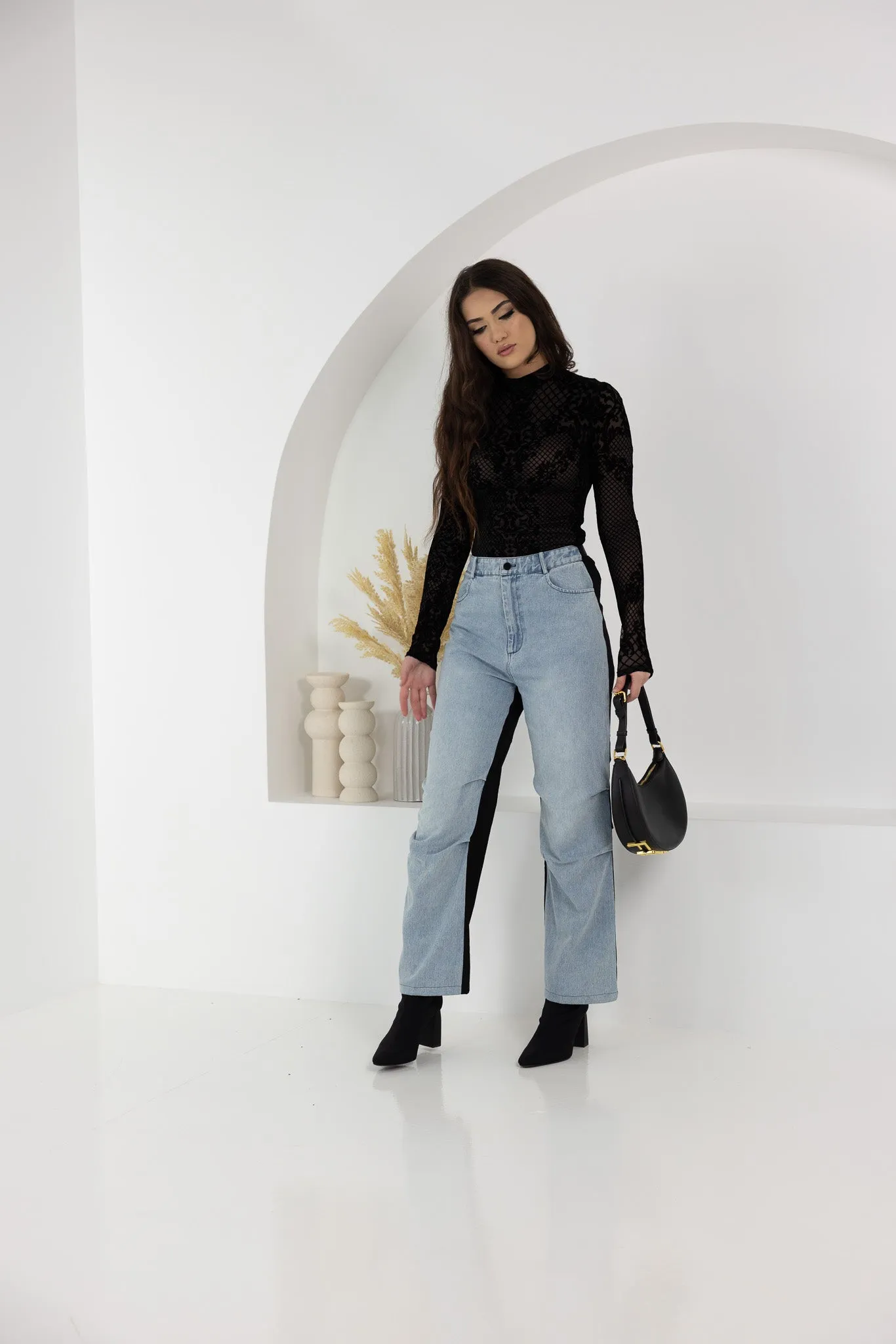Denim Front 2 Tone Pants
