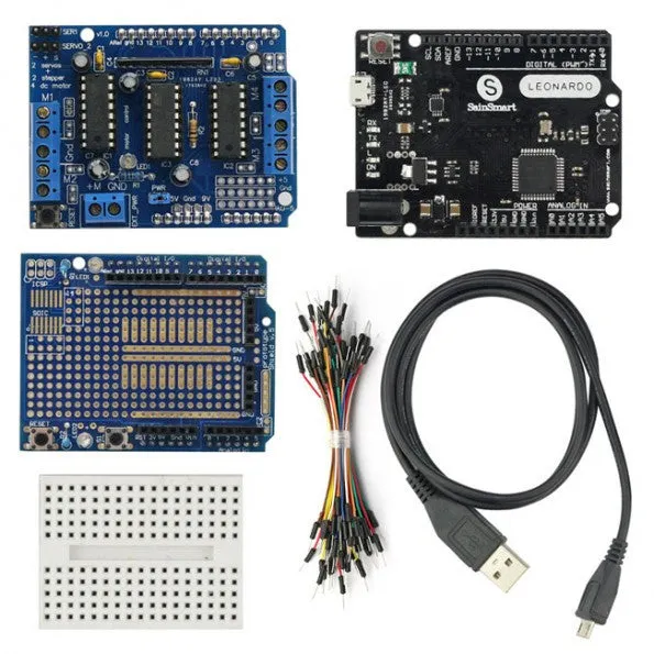 [Discontinued] Sainsmart Leonardo R3 Prototype Shield(with Breadboard Jump Wires)   L293D Motor Drive Shield For Arduino