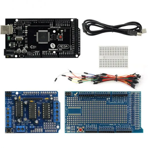 [Discontinued] SainSmart  Mega2560 R3 Prototype Shield(with Breadboard Jump Wires)   L293D Motor Drive Shield For Arduino