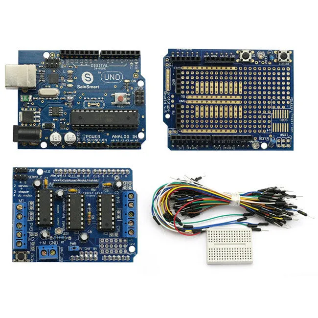 [Discontinued] UNO   Proto Shield(with Breadboard Jump Wires)   L293D Motor Drive Shield