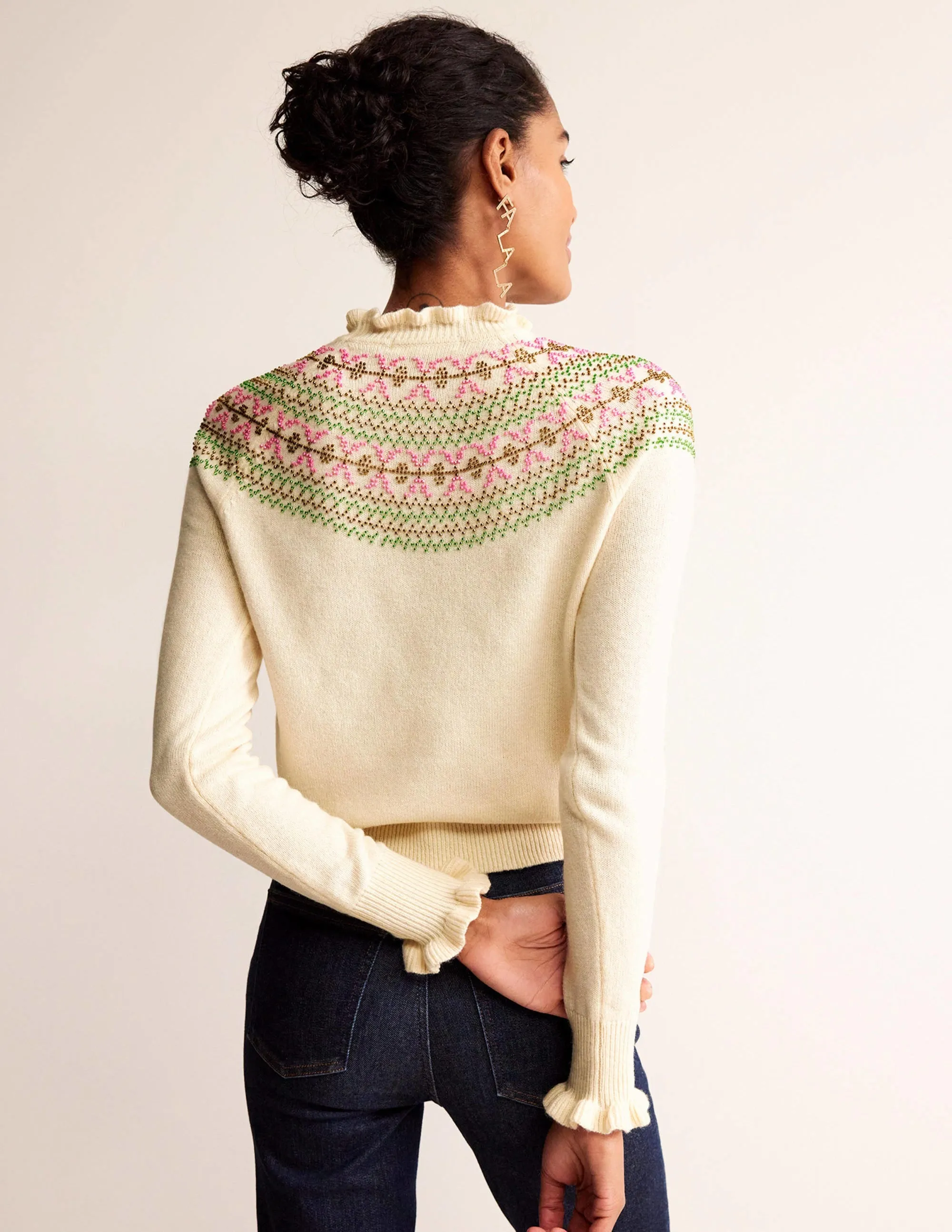 Embellished Yoke Jumper-Ivory