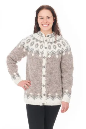 Fjörgyn - Icelandic Wool Cardigan - Light Beige