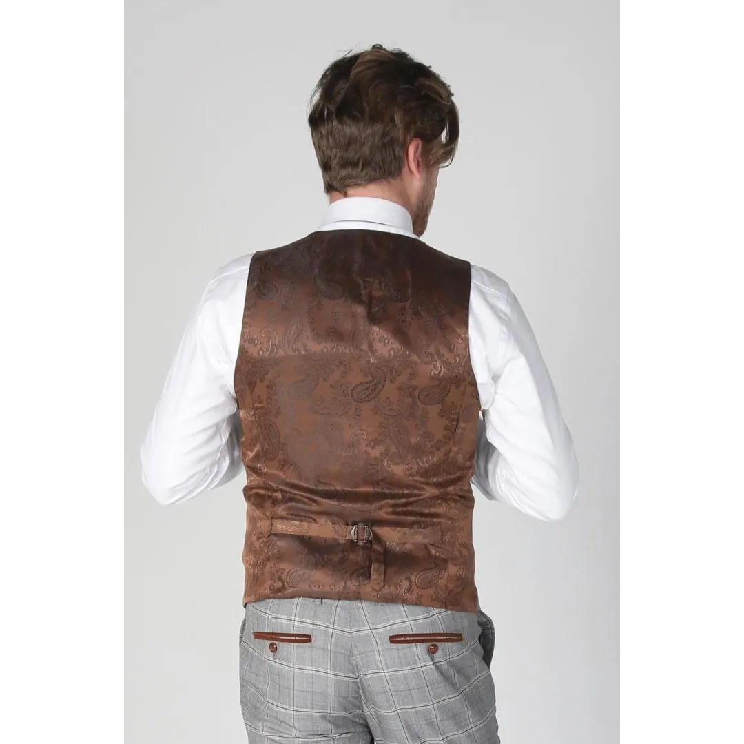 Francis - Men's Grey Check Waistcoat Office Wedding