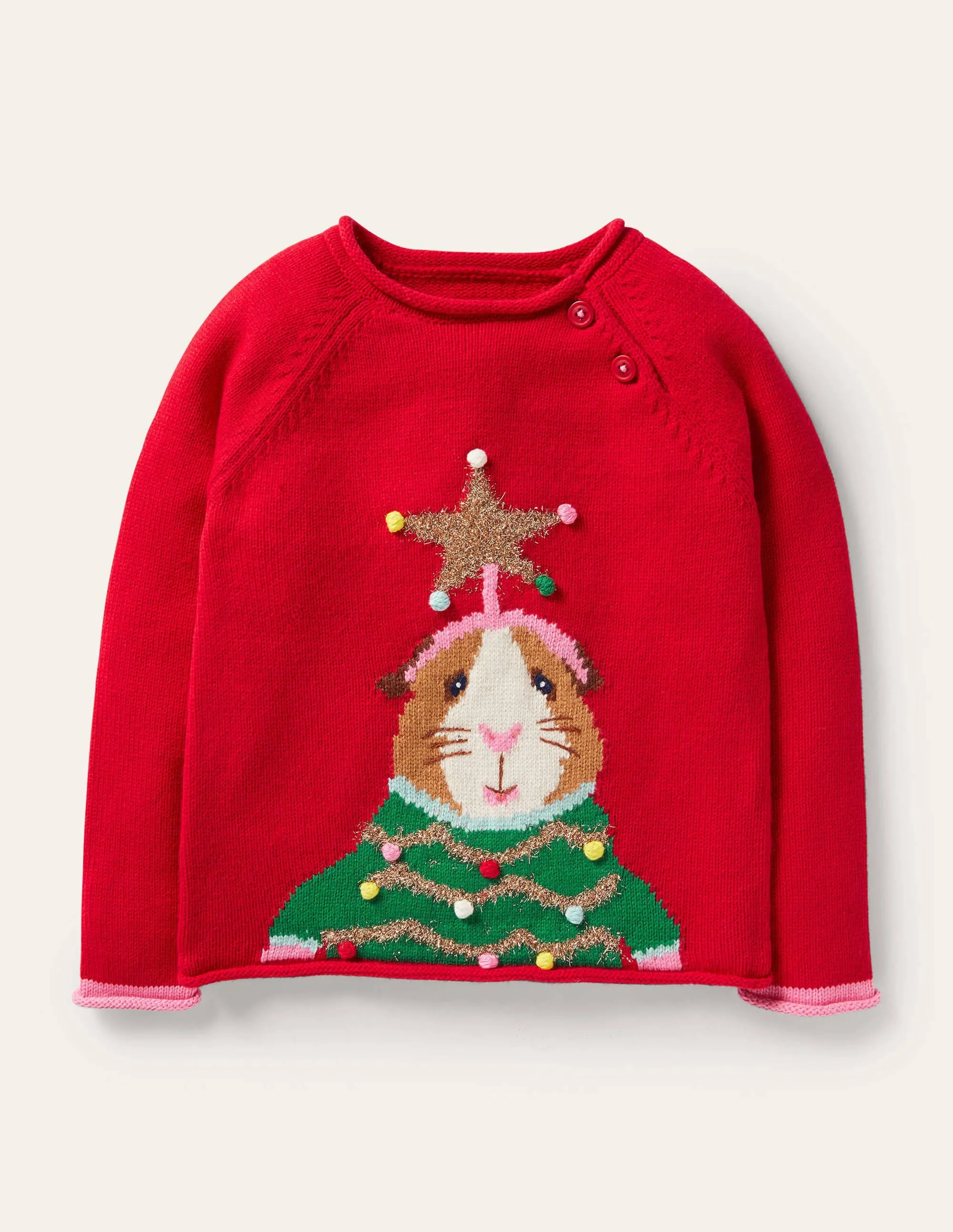Fun Festive Jumper-Rockabilly Red Guinea Pig