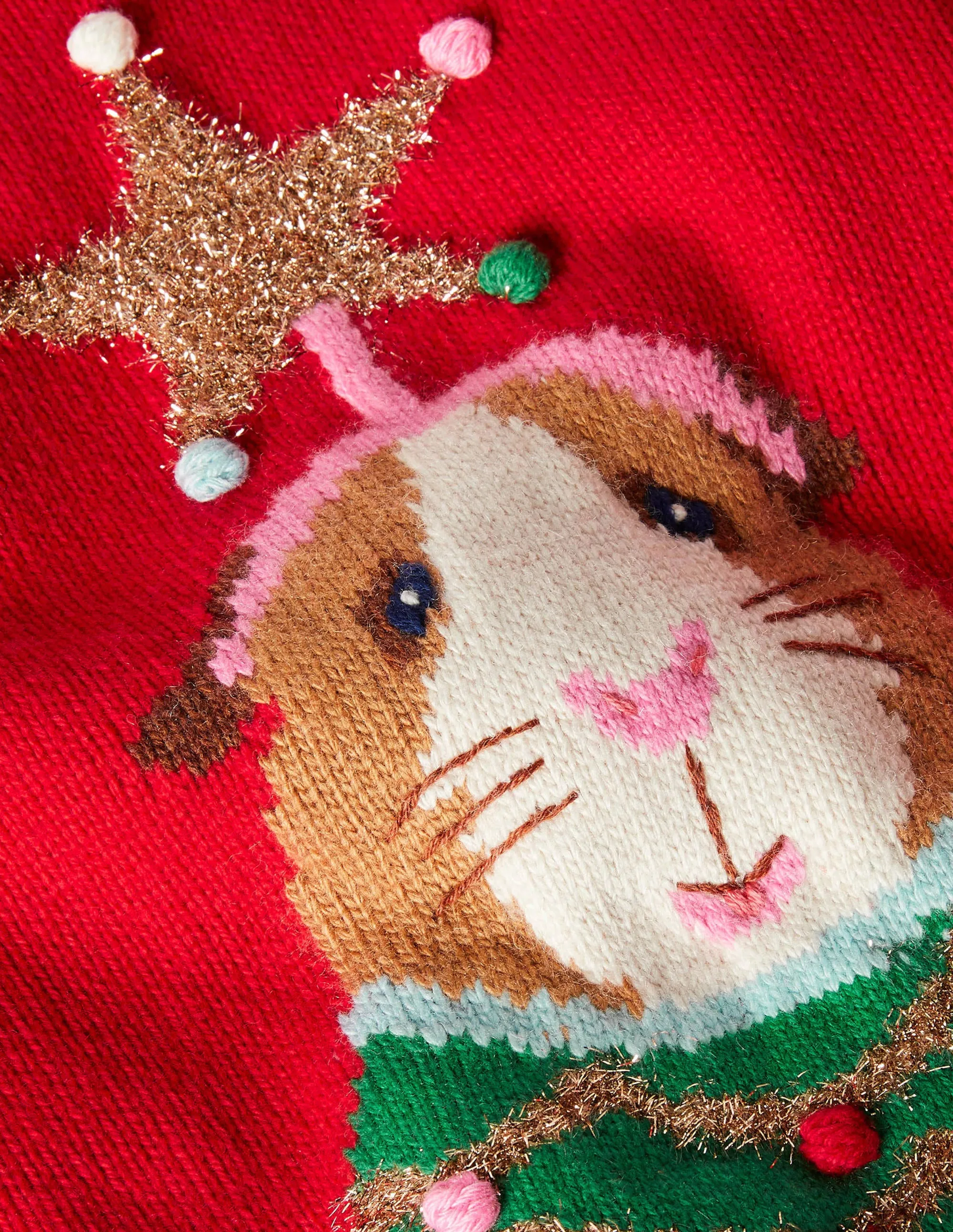 Fun Festive Jumper-Rockabilly Red Guinea Pig