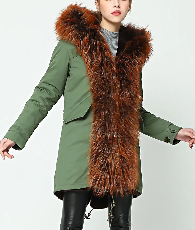 Fur Hooded, Trimmed & Lined Parka Coat