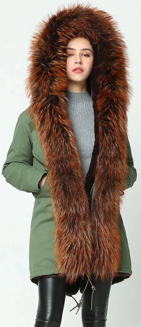 Fur Hooded, Trimmed & Lined Parka Coat