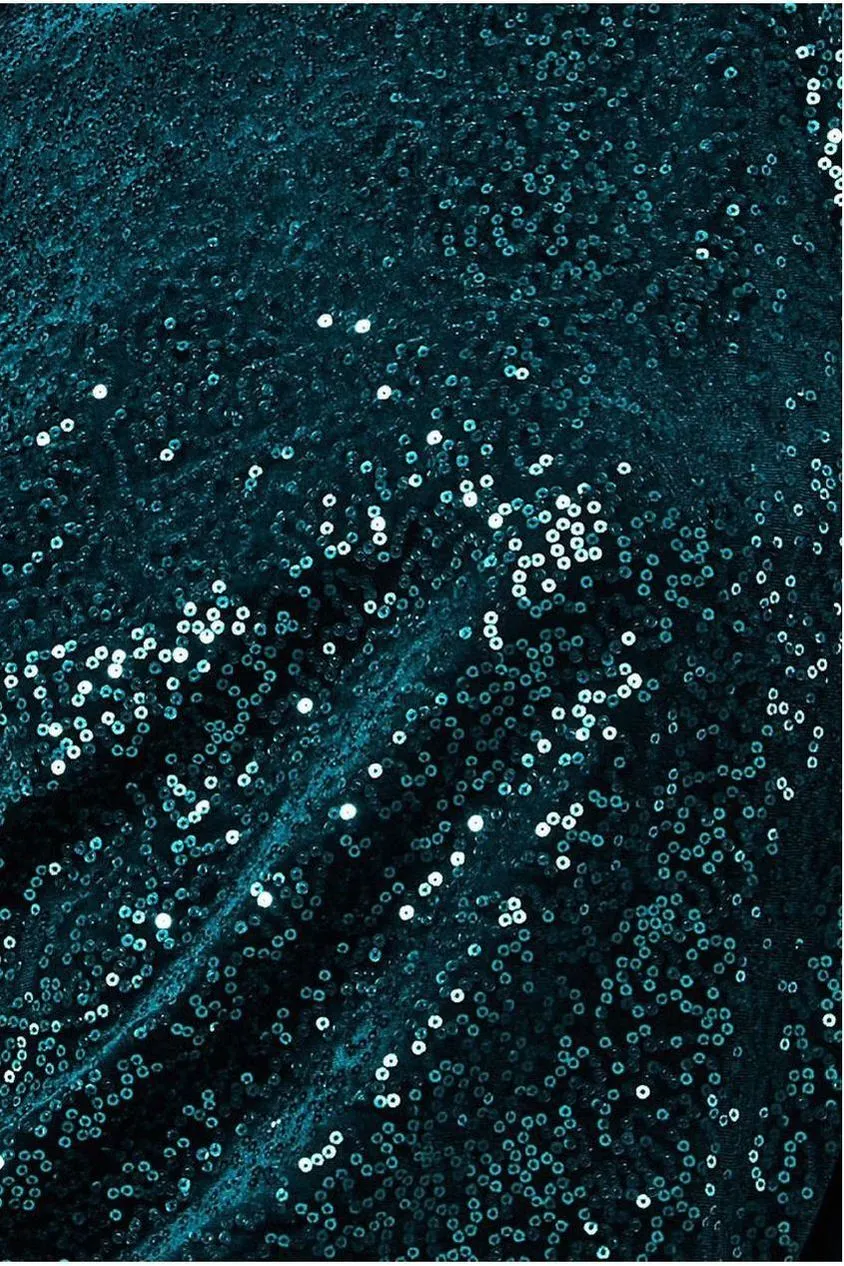 Goddiva Sequin Velvet Jumper - Emerald Green