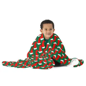 Green and Red Christmas Hat Throw Blanket