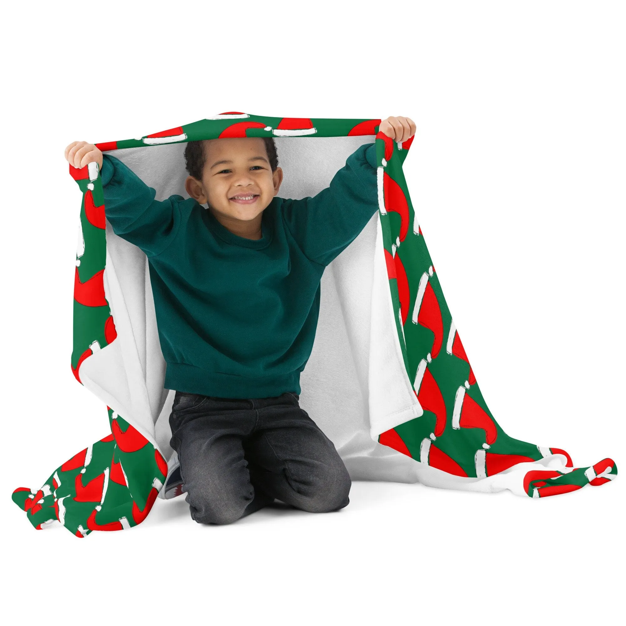 Green and Red Christmas Hat Throw Blanket