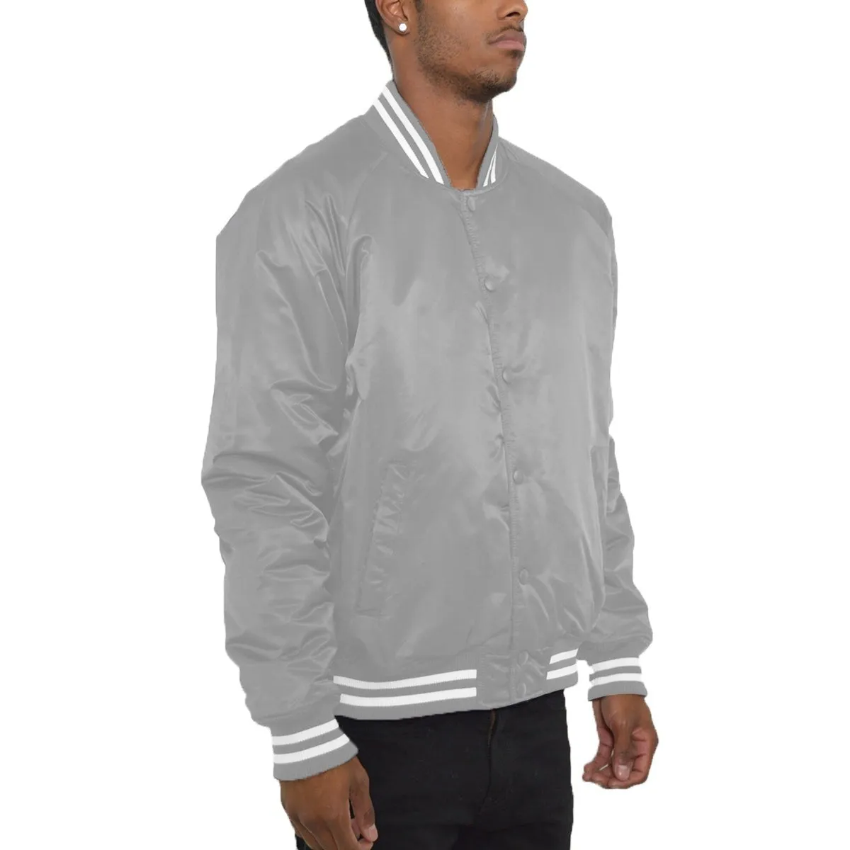 Grey Varsity Bomber Jacket