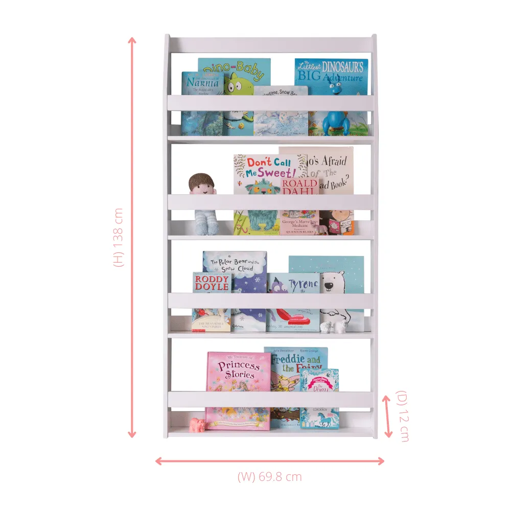 Hakan Display 4 Shelf Bookcase Wall Mounted in Silk Grey