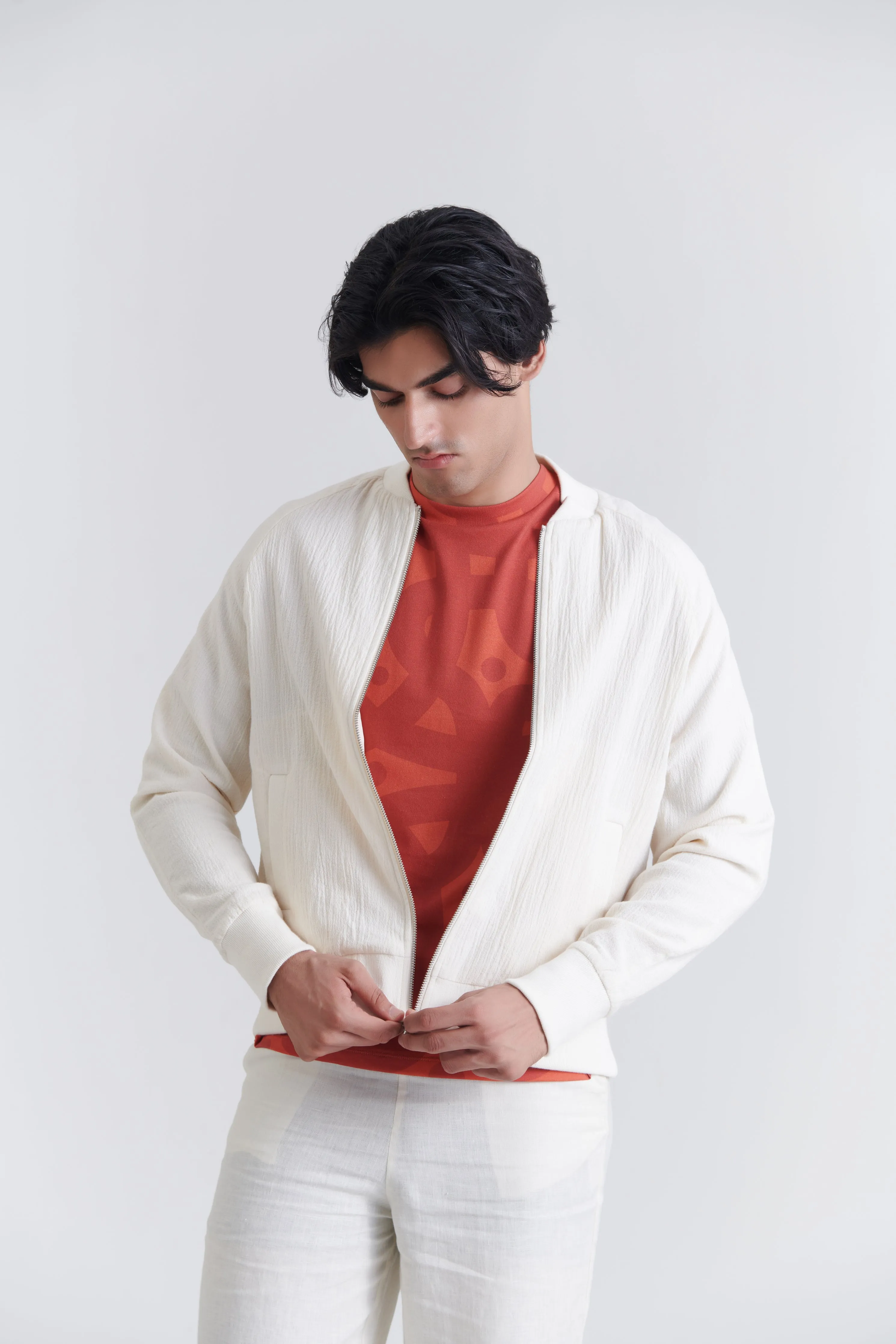 Heron Lily Crepe Bomber