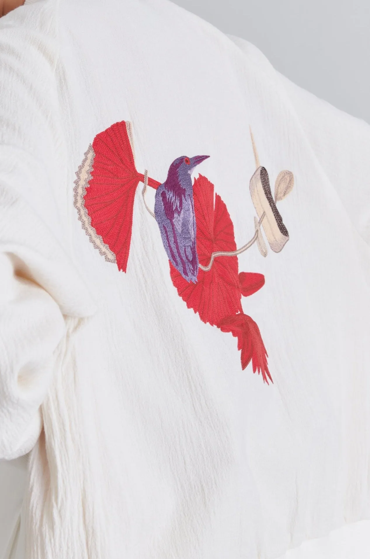 Heron-Lily Crepe Bomber