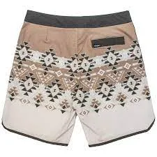 HOOEY MENS SHAKA BROWN/CREAM W/AZTEC PATTERN BOARD SHORTS