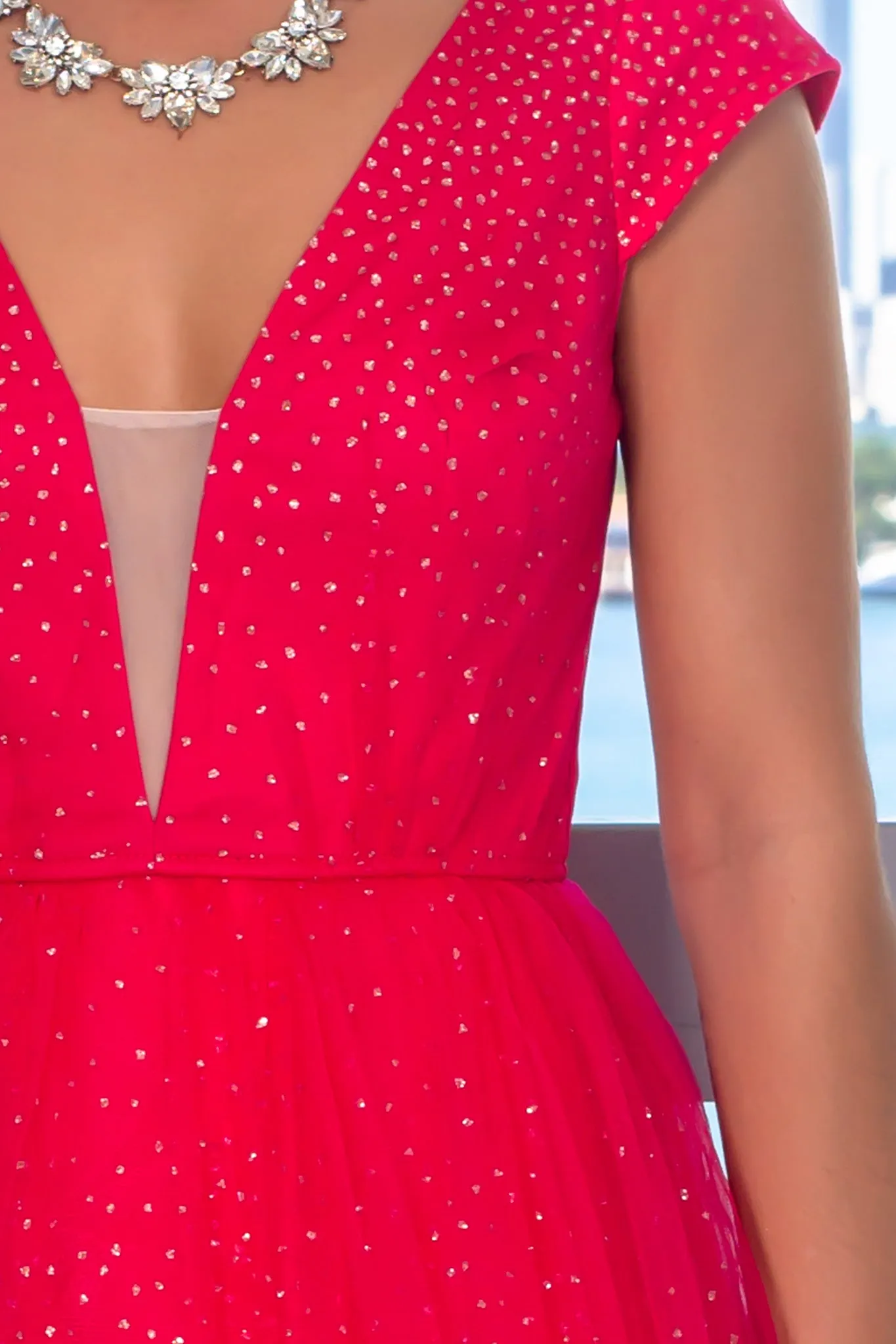 Hot Pink Glitter Maxi Dress