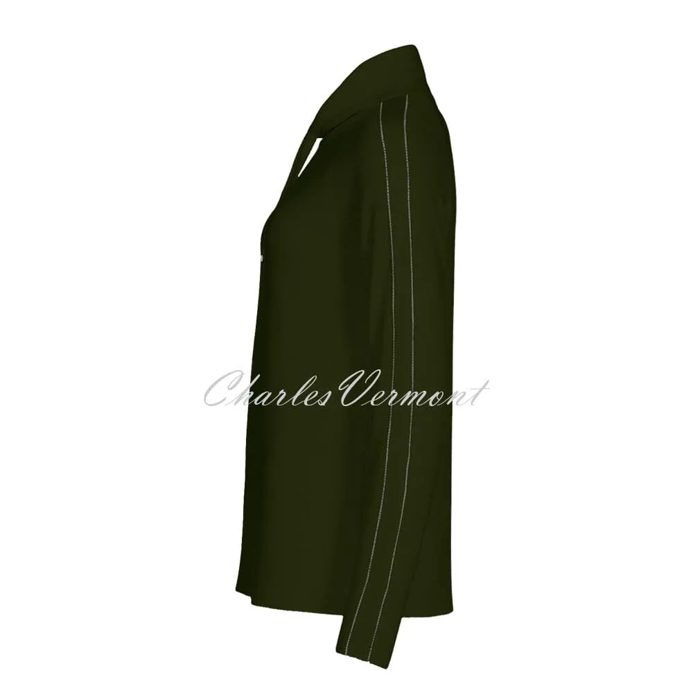 I’cona Cowl Neck Pullover with Diamante Sleeve – Style 64064-60002-88 (Green)