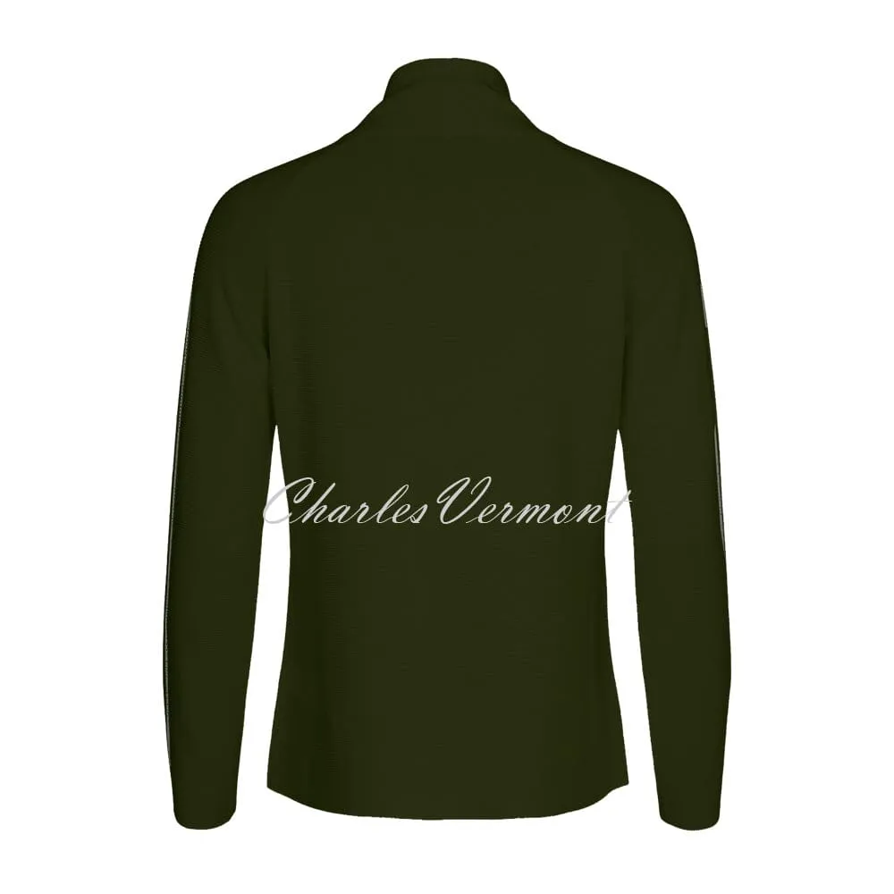 I’cona Cowl Neck Pullover with Diamante Sleeve – Style 64064-60002-88 (Green)