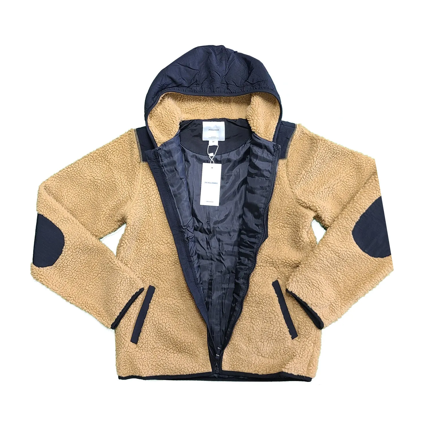 Jack & Jones Men's Brown Jacket Authentic Sherpa Teddy Fleece (S05)