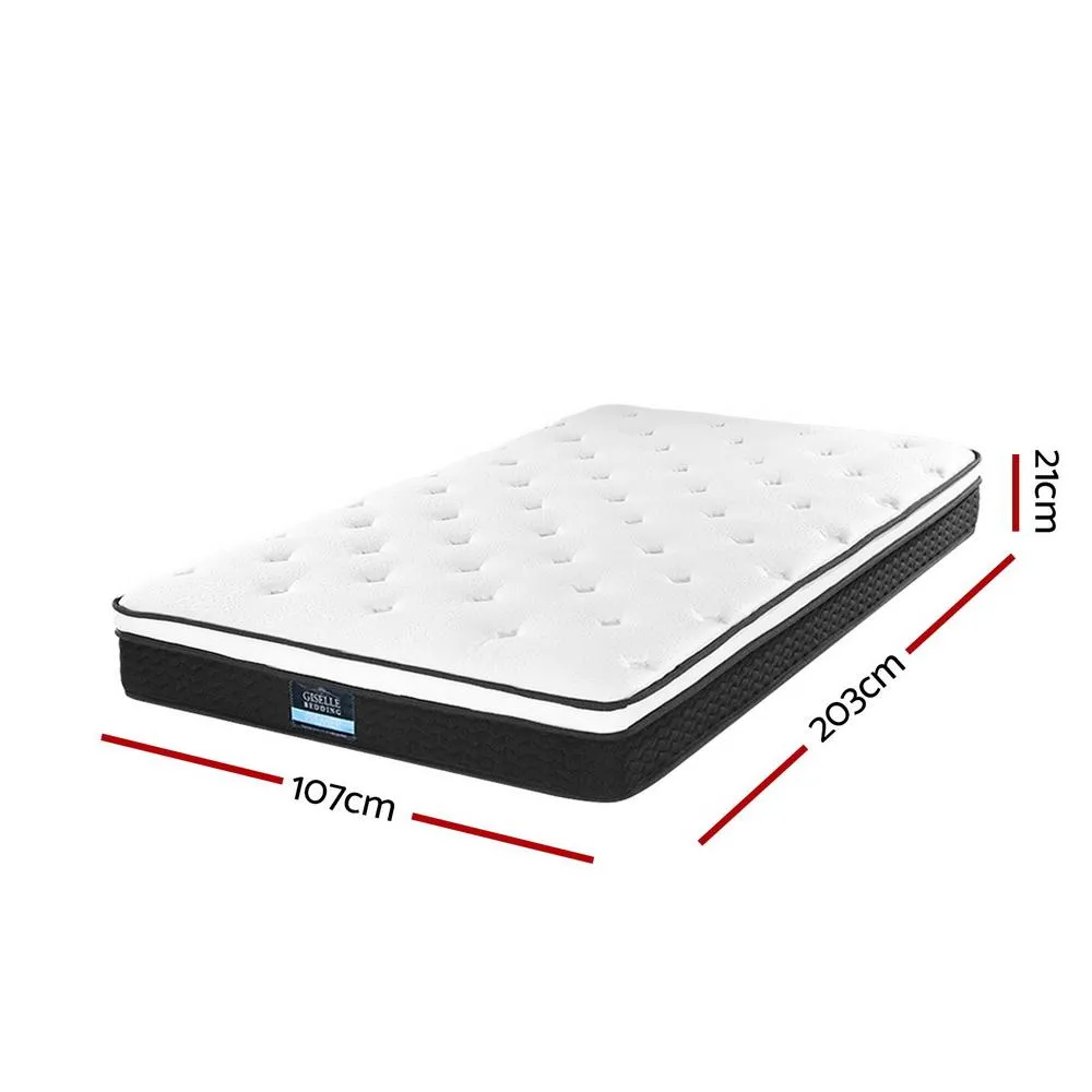 King Single Package | Paddington Bed Frame With Fabric Headboard Black & Bonita Euro Top Mattress (Medium Firm)
