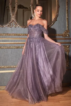 LACE A-LINE GOWN WITH OFF THE SHOULDER SLEEVES CDCD0198