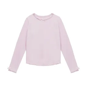 Lace and Bows Long Sleeve Sugar Pink Top