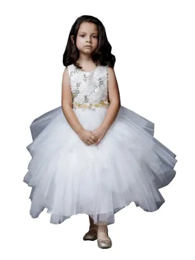 Little Girls Ivory Sequin Tiered Sonia Flower Girl Dress 2-6
