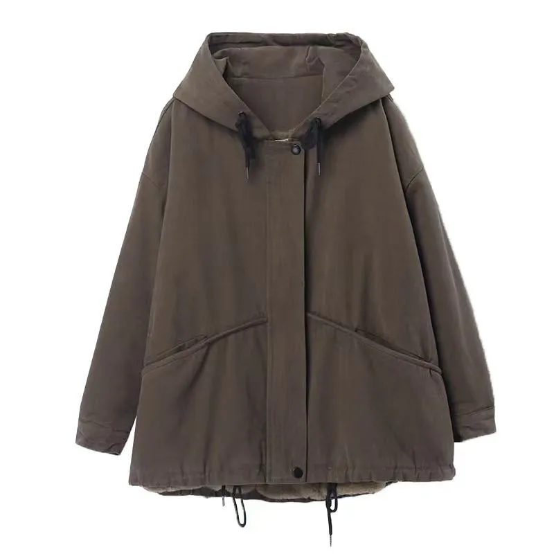 Loose Fit Plus Velvet Sherpa Jacket
