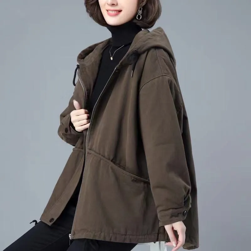 Loose Fit Plus Velvet Sherpa Jacket